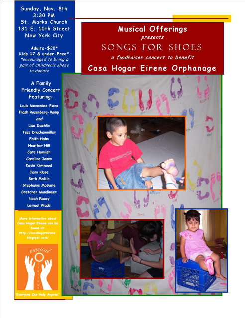 Songs for Shoes presented by Musical Offerings A Fundraiser Concert to Benefit Casa Hogar Eirene Orphanage