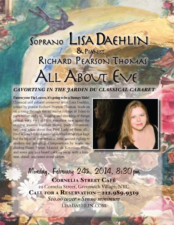 All About Eve - Lisa Daehlin at Cornelia Street Café_24feb2014_Poster