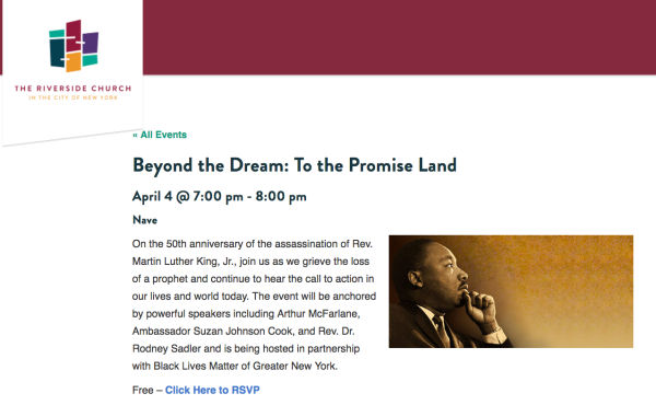 4april2018 MLK event at Riverside Church_Beyond the Dream: To the Promised Land